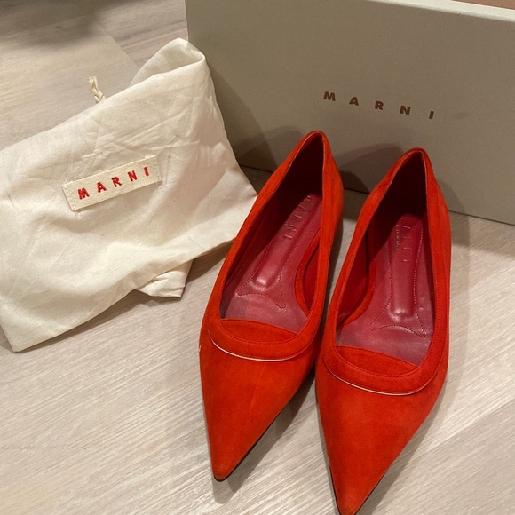 Marni Shoes - Marni Red Pointed Toe Flats Size 39 With Box and Dust Bags Minor Scuffs